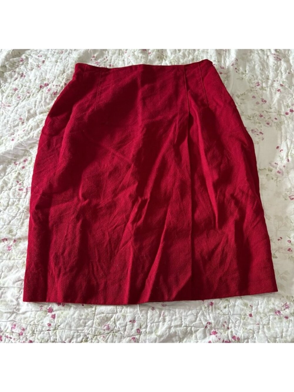 100% wool hot red pencil skirt Talbots tailored high waisted pleated slit size 8